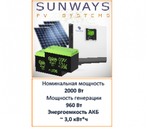 Солнечная электростанция асэ САНВЭЙЗ 2000-960 для дачи